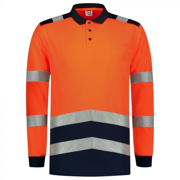 Tricorp Poloshirt High Vis Bicolor Lange Mouw 203008 Fluor Orange-Ink