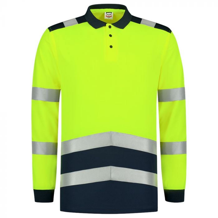 Tricorp Poloshirt High Vis Bicolor Lange Mouw 203008 Fluor Yellow-Ink