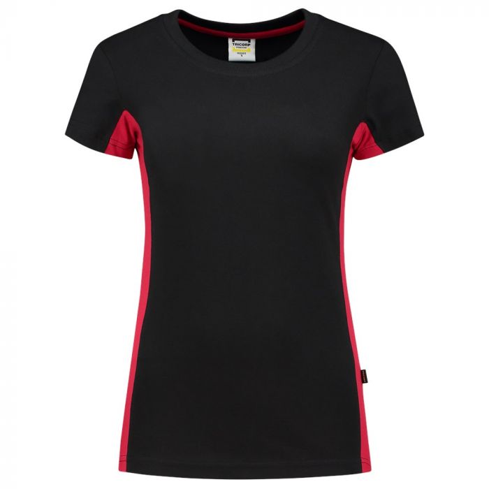 Tricorp T-shirt Bicolor Dames 102003 Black-Red