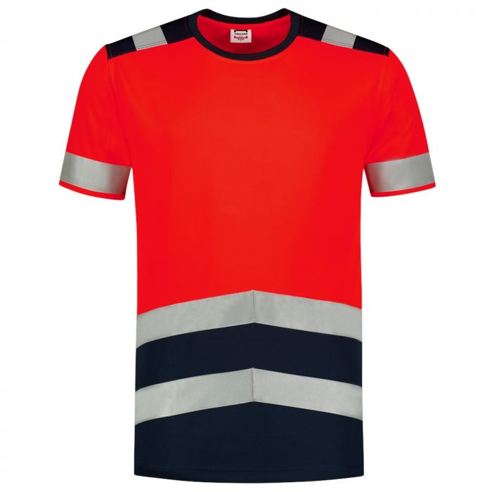 Tricorp T-shirt High Vis Bicolor 103006 Fluor Red-Ink
