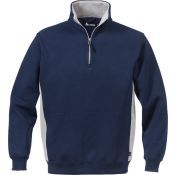 Fristads Acode Sweatshirt Met Korte Rit Ssluiting 1705 Df   / 100209-586-l Marineblauw/grijs L