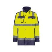 Dassy Hogezichtbaarheidsparka Limasol PES70 Fluogeel/Marineblauw