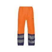 Dassy Hogezichtbaarheidsregenbroek Sola PES70 Fluo-oranje/Marineblauw