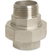 Delftechniek 3-DELIGE KOPPELING RVS 316<BR/>1 X BINNEN - 1 X BUITENDRAAD<BR/>NR.341-1/4" NR.341-1/4"