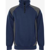 Fristads Sweater met korte rits 7048 GSM Marineblauw/grijs