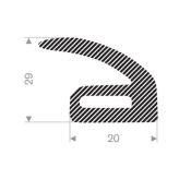 MOSRUBBER PROFIEL 29X20MM ZWART