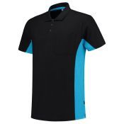 Tricorp Poloshirt Bicolor Borstzak 202002 Black-Turquoise