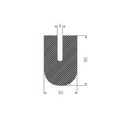 U-PROFIEL MOSRUBBER 20X30X3MM ZWART