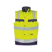 Dassy Hogezichtbaarheidsbodywarmer Bilbao PES70 Fluogeel/Marineblauw