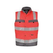 Dassy Hogezichtbaarheidsbodywarmer Bilbao PES70 Fluorood/Cementgrijs