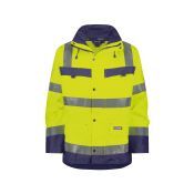 Dassy Hogezichtbaarheidsparka Atlantis PES70 Fluogeel/Marineblauw