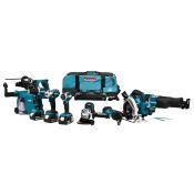 Makita 18 V Combiset voor (slag)schroeven, (klop)boren, slijpen, zagen en monteren en met multitool DLX8026TW1