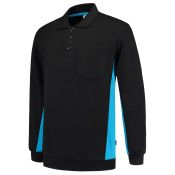 Tricorp Polosweater Bicolor Borstzak Black/turquoise