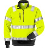 Fristads High Vis Sweatshirt Met Korte Rits Klasse 3 728 Bpv Fristads Hi-vis Geel/zwart 3xl / 100134-196-3xl Hi-Vis geel/zwart 3XL