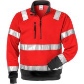 Fristads High Vis Sweatshirt Met Korte Rits Klasse 3 728 Bpv Fristads Hi-vis Rood/zwart 2xl / 100134-396-2xl Hi-Vis rood/zwart 2XL