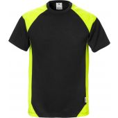 Fristads T-shirt 7046 thv Zwart/ Fluor Geel mt XS