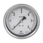 - Manometer 63mm achter aansluiting 1/4" npt geheel rvs zonder rand 0-6BAR / DROOG