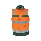 Dassy Hogezichtbaarheidsbodywarmer Bilbao PES70 Fluo-oranje/Flessengroen Maat XL
