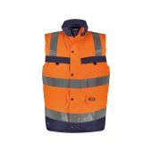 Dassy Hogezichtbaarheidsbodywarmer Bilbao PES70 Fluo-oranje/Marineblauw Maat L