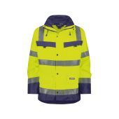 Dassy Hogezichtbaarheidsparka Atlantis PES70 Fluogeel/Marineblauw Maat XS