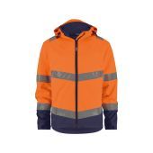 Dassy Softshelljas Malaga PES74 Fluo-oranje/Marineblauw Maat 3XL