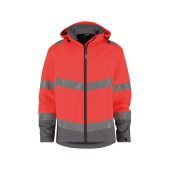 Dassy Softshelljas Malaga PES74 Fluorood/Cementgrijs Maat 4XL