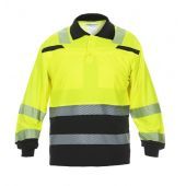 Hydrowear Polo Lange Mouw Tanna Fluor Geel - Zwart Maat 3XL