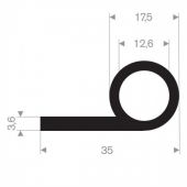 KRAALPROFIEL EPDM ZWART 35X17,5MM