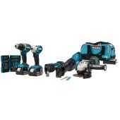 Makita 18 V Combiset voor (slag)schroeven, boren, slijpen en zagen en met multitool DLX5068TX1
