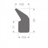 MOSRUBBER PROFIEL 13,5X23X10,5MM ZWART