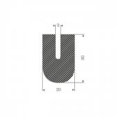 U-PROFIEL MOSRUBBER 20X30X3MM ZWART