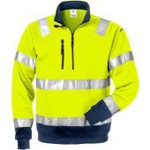 Fristads High Vis Sweatshirt Met Korte Rits Klasse 3 728 Bpv  Hi-vis Geel/marineblauw 3xl / 100134-171-3xl Hi-Vis geel/marineblauw 3XL