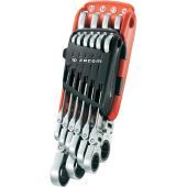 Facom Set scharnierende steekringratelsleutels, metrische maten in draagtas 467BF.JP10