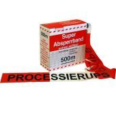 - Afzetlint "processierups" 75MMX500 MTR ROOD/WIT