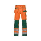 Dassy Hogezichtbaarheidsbroek Glasgow PESCO74 Fluo-oranje/Flessengroen Maat 46 Lang