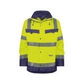 Dassy Hogezichtbaarheidsparka Atlantis PES70 Fluogeel/Marineblauw Maat 3XL