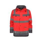 Dassy Hogezichtbaarheidsparka Atlantis PES70 Fluorood/Cementgrijs Maat 2XL