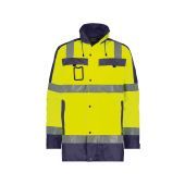 Dassy Hogezichtbaarheidsparka Limasol PES70 Fluogeel/Marineblauw Maat XL