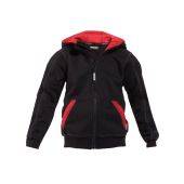 Dassy Sweater met lange rits en kap Watson Kids COPES80 Zwart/Rood Maat 110/116
