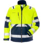 Fristads Hi-Vis Softshelljack 4083 WYH Klasse 2 Geel/Marineblauw Maat 4XL