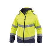 Dassy Softshelljas Malaga PES74 Fluogeel/Marineblauw Maat L