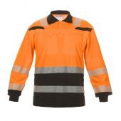 Hydrowear Polo Lange Mouw Tanna Fluor Oranje - Zwart Maat 3XL