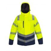 Hydrowear Winterparka Brussel Fluor Geel - Marine Maat S