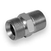 RECHTE-DUBBELE-NIPPEL RVS316 1/2" BSP X 1/2"  NPT 1/2"NPT X 1/2"BSP