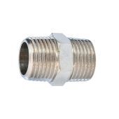 RECHTE-DUBBELE-NIPPEL AISI 316 1/2" NPT X 1/2" BSP 1/2"NPT X 1/2"BSP