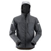 Snickers Allroundwork, Softshell Jack Met Capucho N  1229 Staal Grijs/zwart Mt M STAAL GRIJS/ZWART MT M