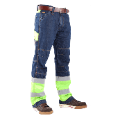 Crosshatch Spijkerbroek Toolbox-f Denim + Blauw/fluor Geel Mt 32/34 BLAUW/FLUOR GEEL MT 32/34