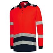Tricorp Poloshirt High Vis Bicolor Lange Mouw 203008 Fluor Red-Ink Maat XS