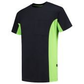 Tricorp T-shirt Bicolor Borstzak 102002 Navy-Lime Maat XS