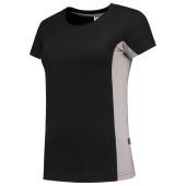 Tricorp T-shirt Bicolor Dames 102003 Black-Grey Maat XS